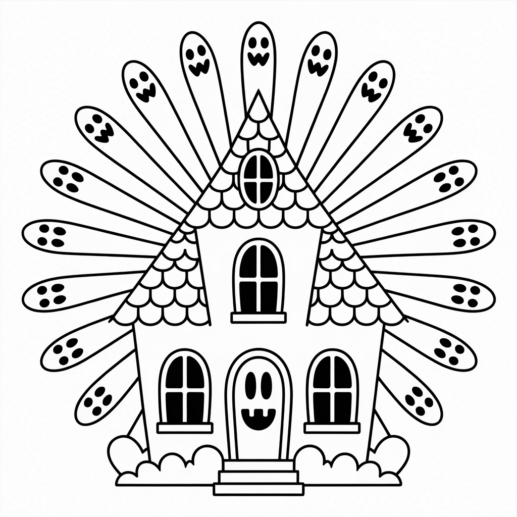 Easy Haunted House Coloring Sheet