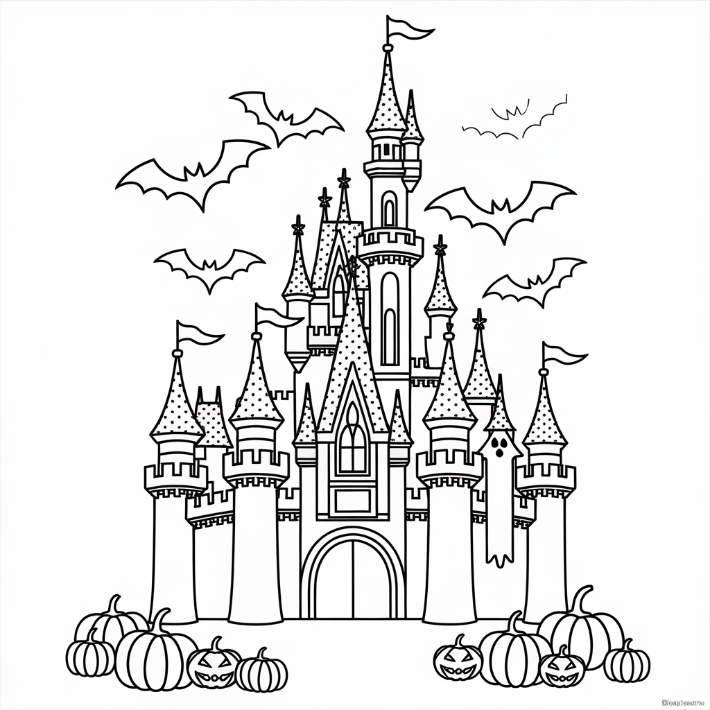 Disney Halloween Castle Coloring Page