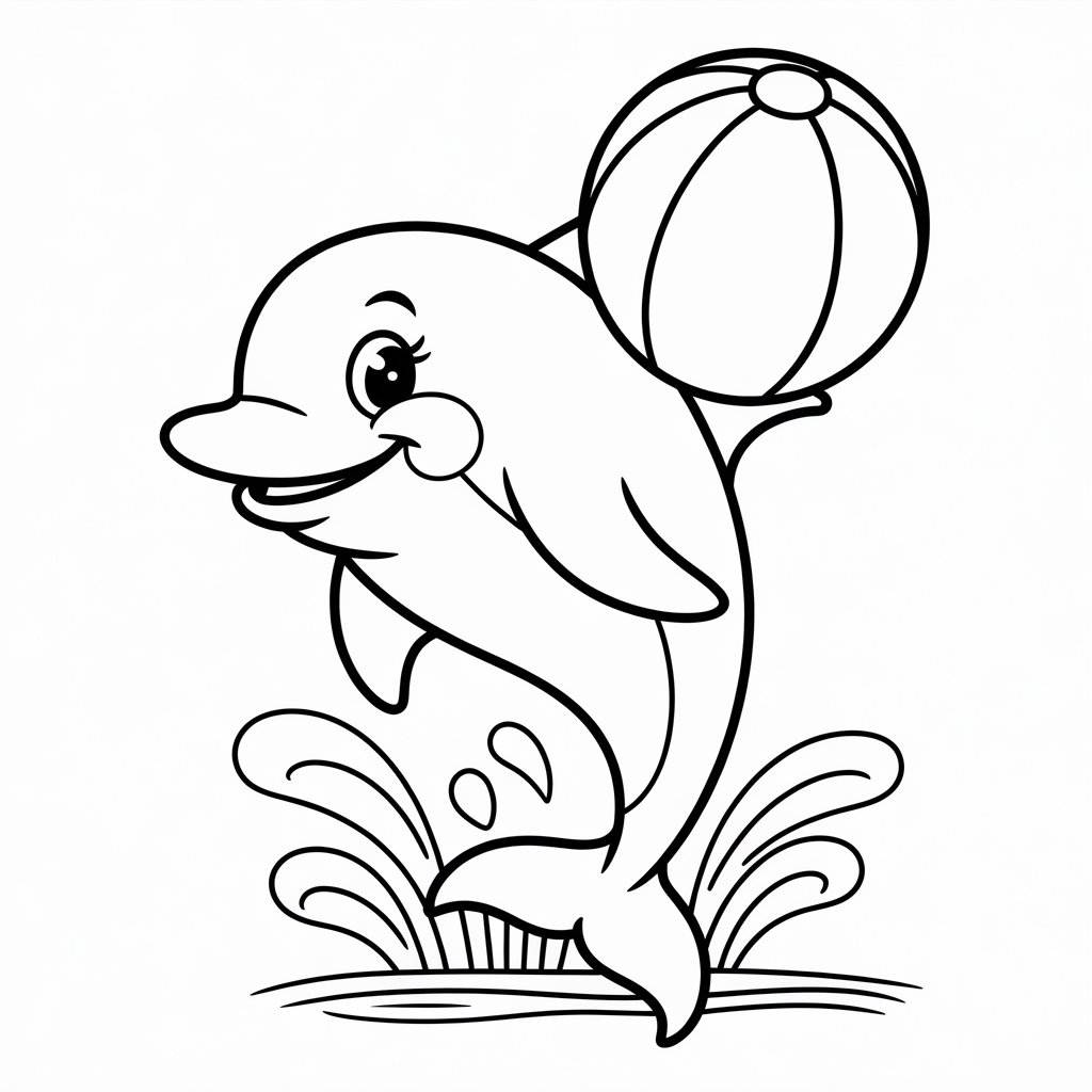 Dolphin with Ball Coloring Pages 