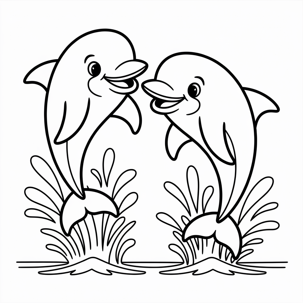 Playful Dolphins Coloring Pages 