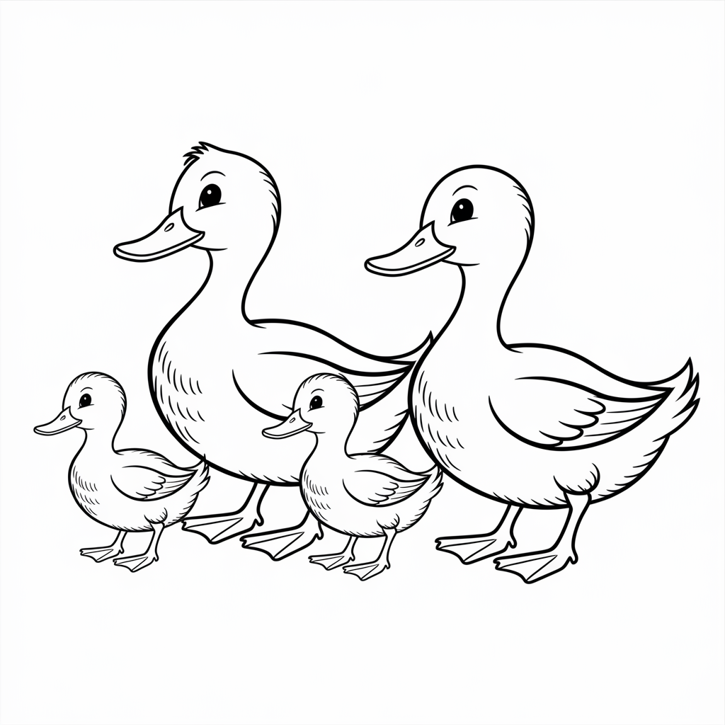 Duck Family Coloring Pages