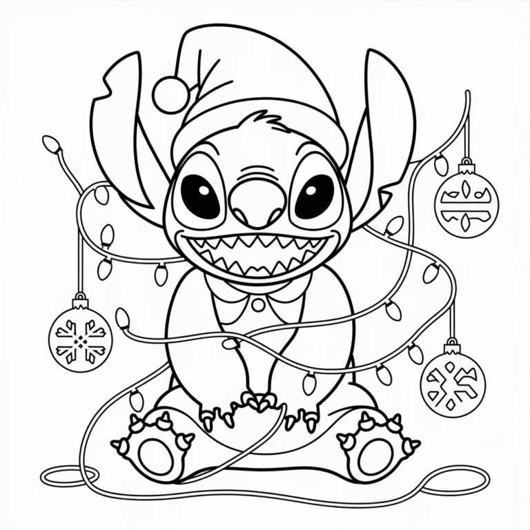 20 Stitch Christmas Coloring Pages – Free Printables for Kids - Love ...