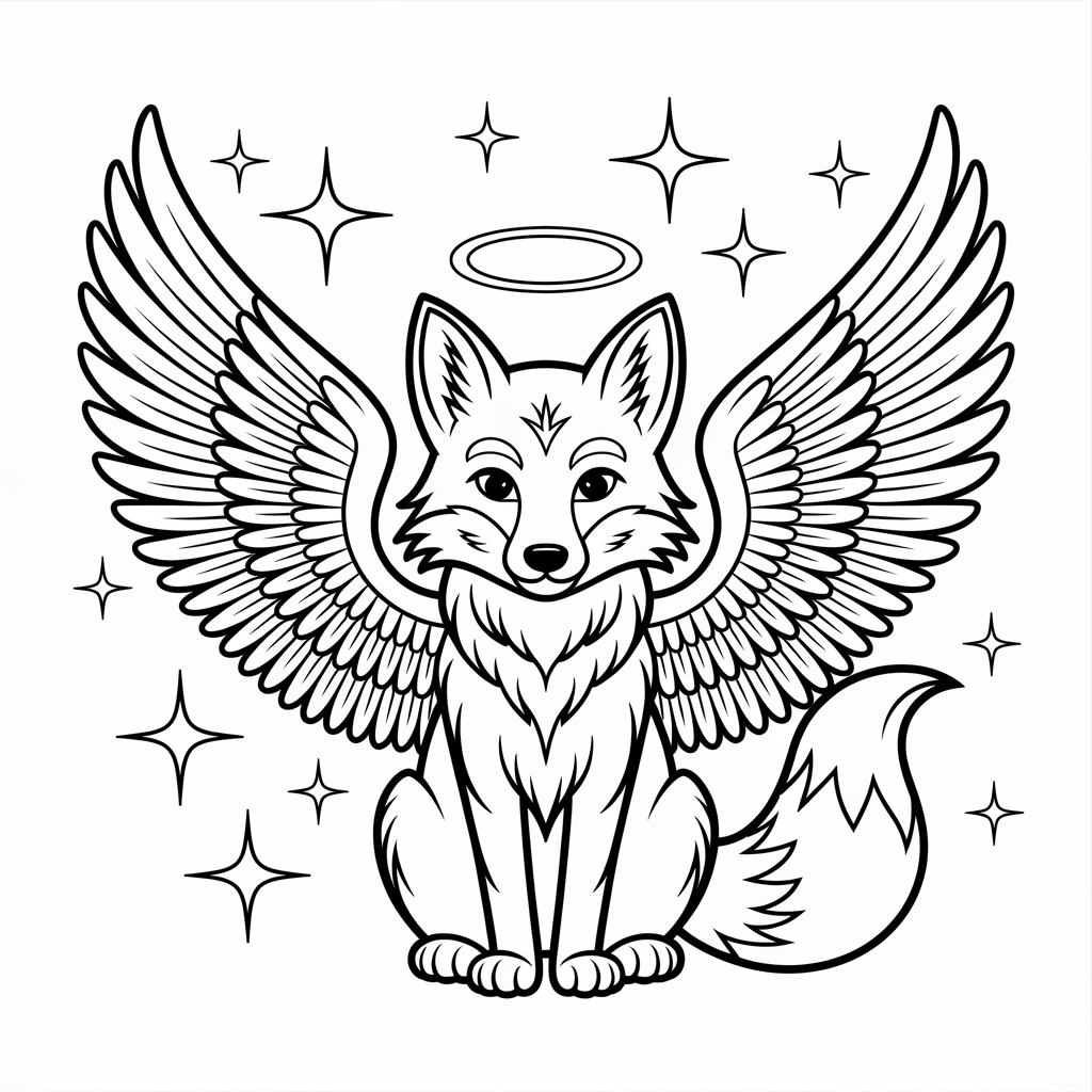 Fantasy Fox Coloring Pages with Wings 
