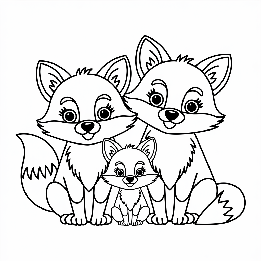 Fox Family Coloring Pages