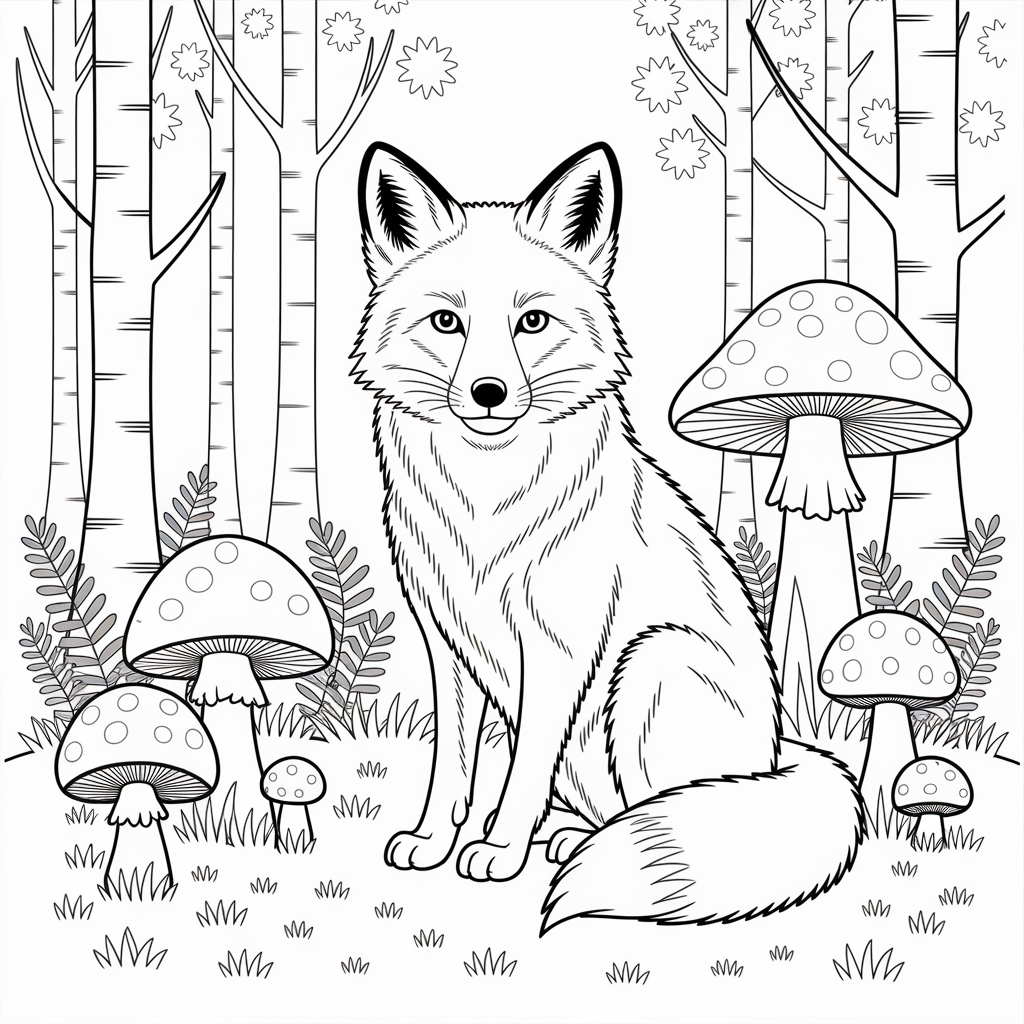 Fox in the Forest Coloring Pages