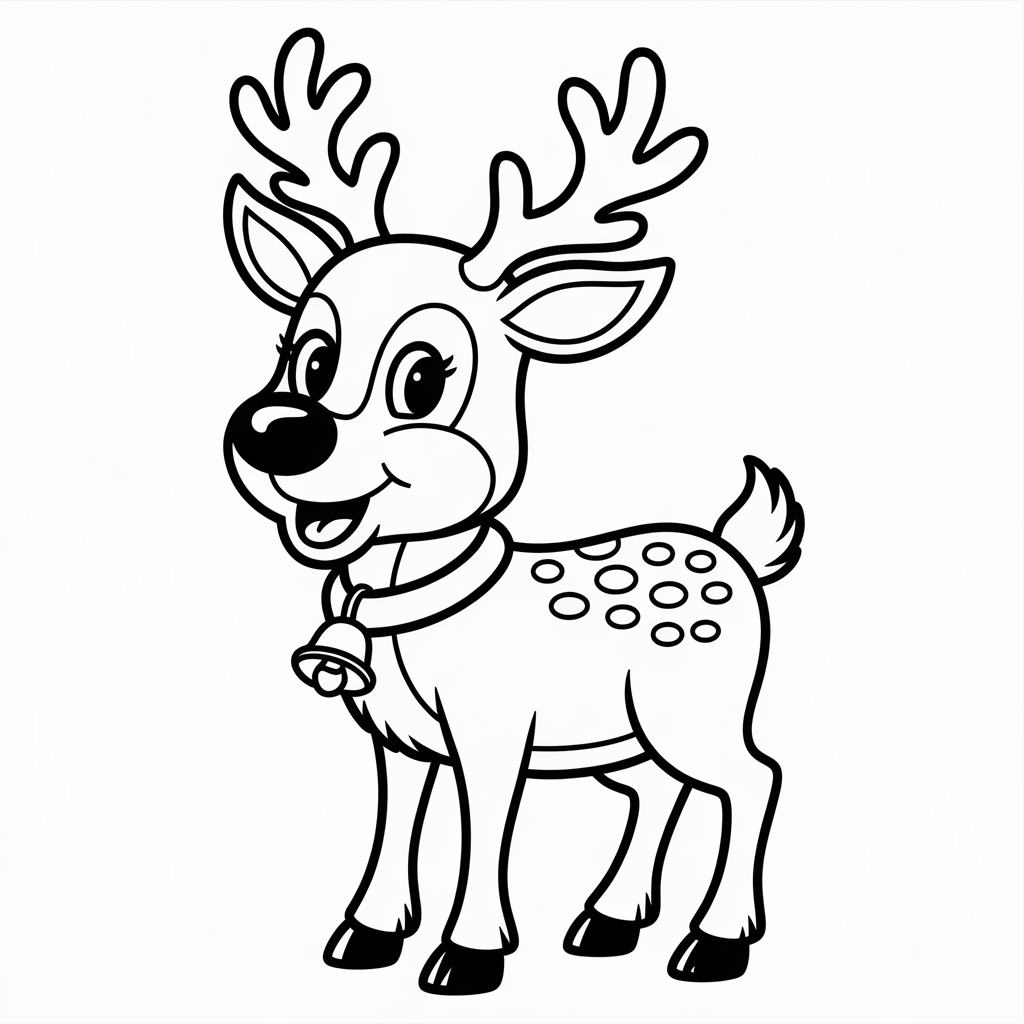 Cute Rudolph the Red-Nosed Reindeer Coloring Pages for Preschool Kids