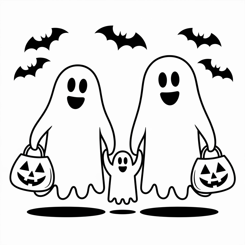 Friendly Ghost Family Trick-or-Treating