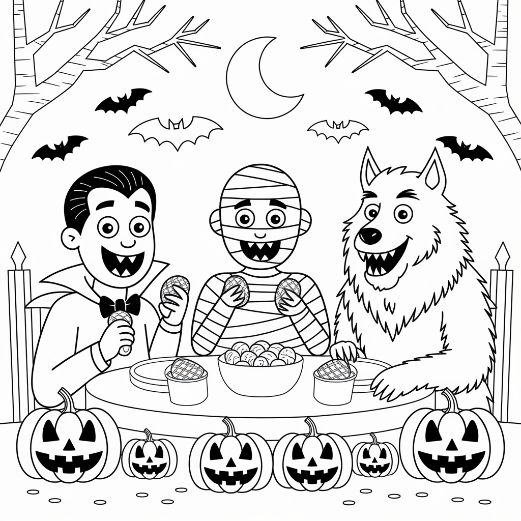 Hotel Transylvania Monsters Halloween Coloring Pages for Kids