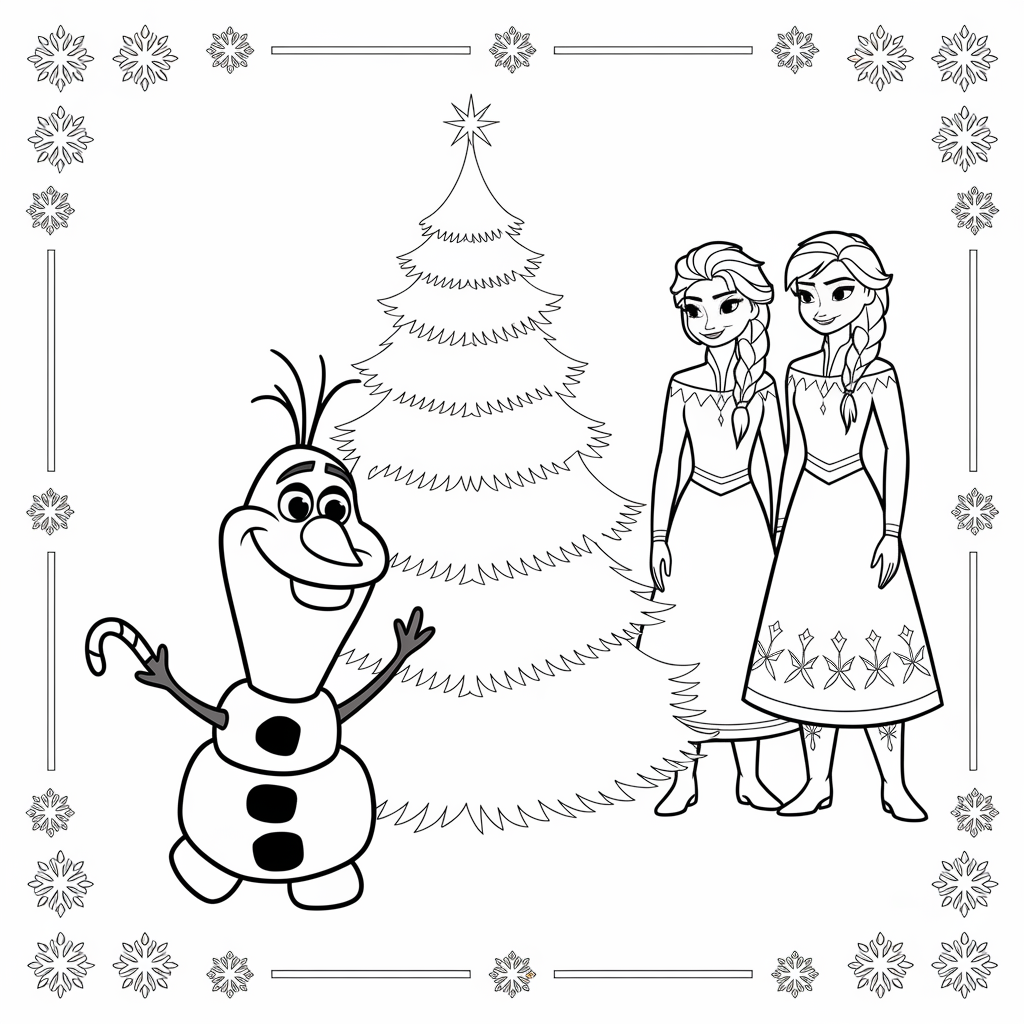 Cute Frozen Olaf Christmas Card Coloring Page to Print