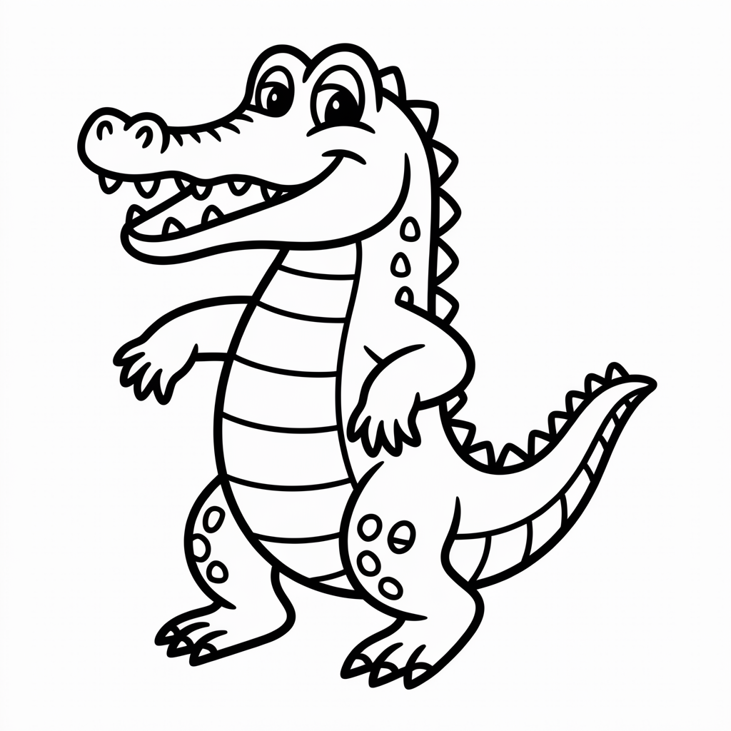 Funny Dancing Crocodile Coloring Page