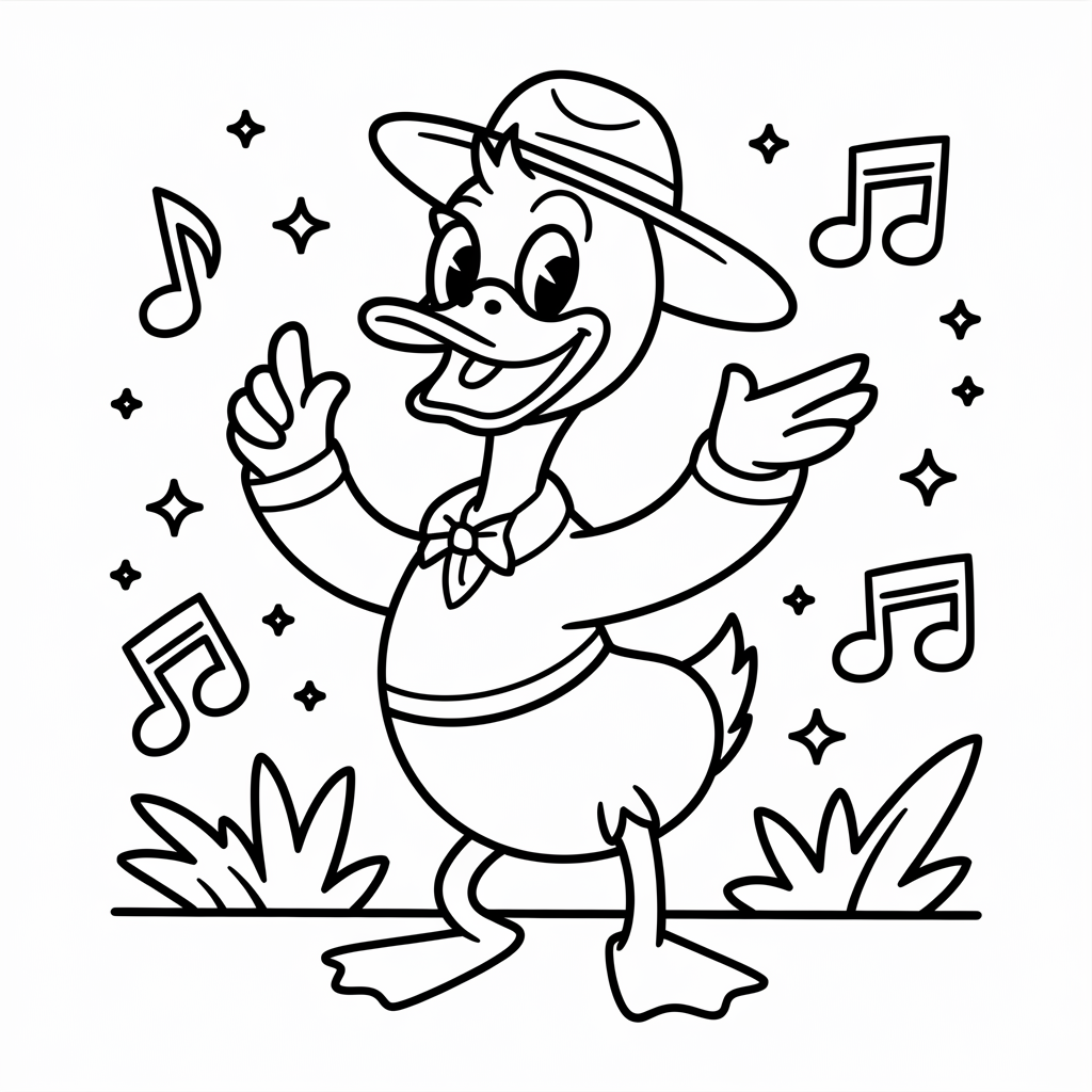 Dancing Duck Coloring Pages