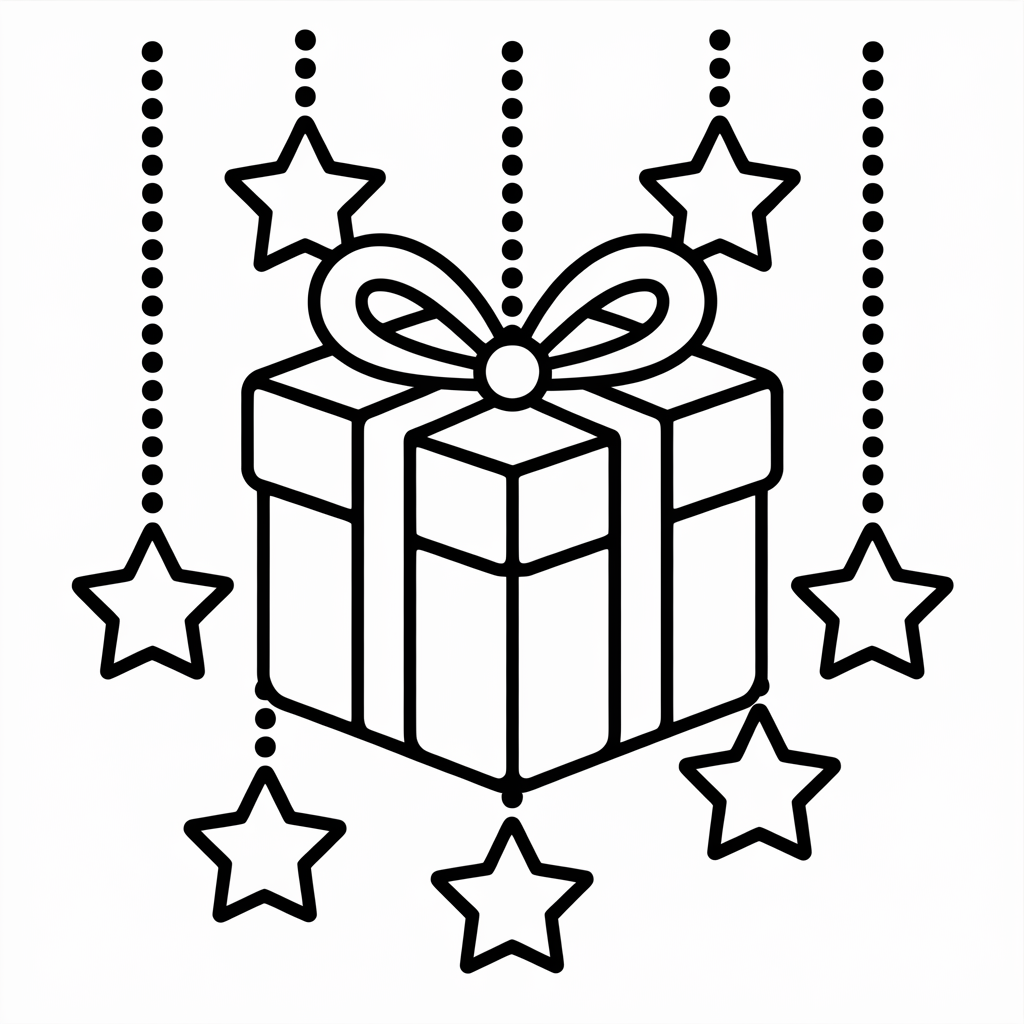 Gift Box Ornament Christmas Coloring Page