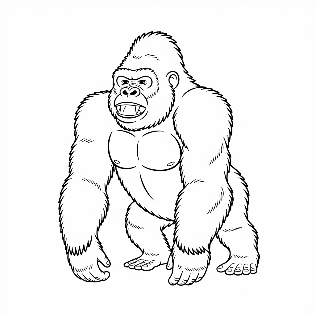 Powerful Gorilla Beating Chest Coloring Pages