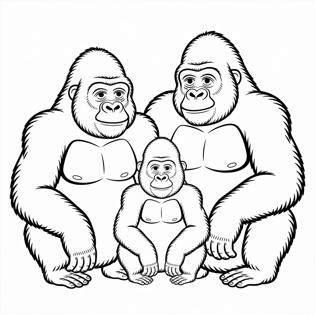 Gorilla Family Coloring Pages 