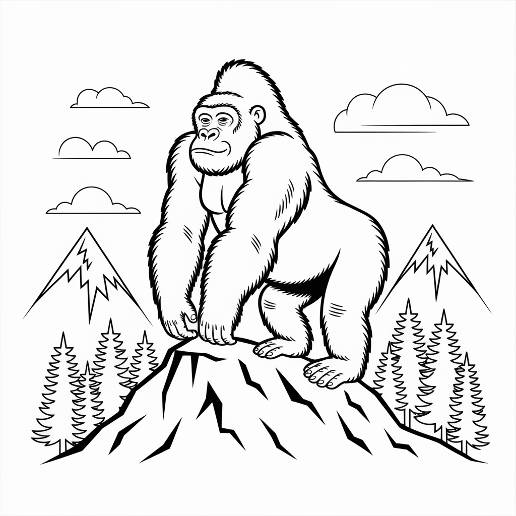 Gorilla on Mountain Coloring Pages