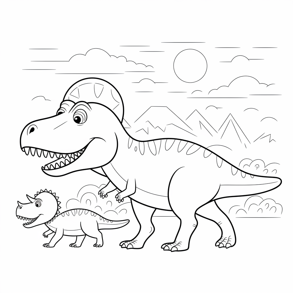 Dinosaur Parade Coloring Page