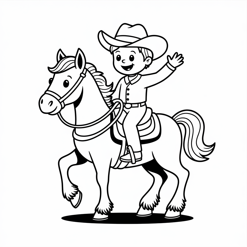 Horse and Rider Coloring Page