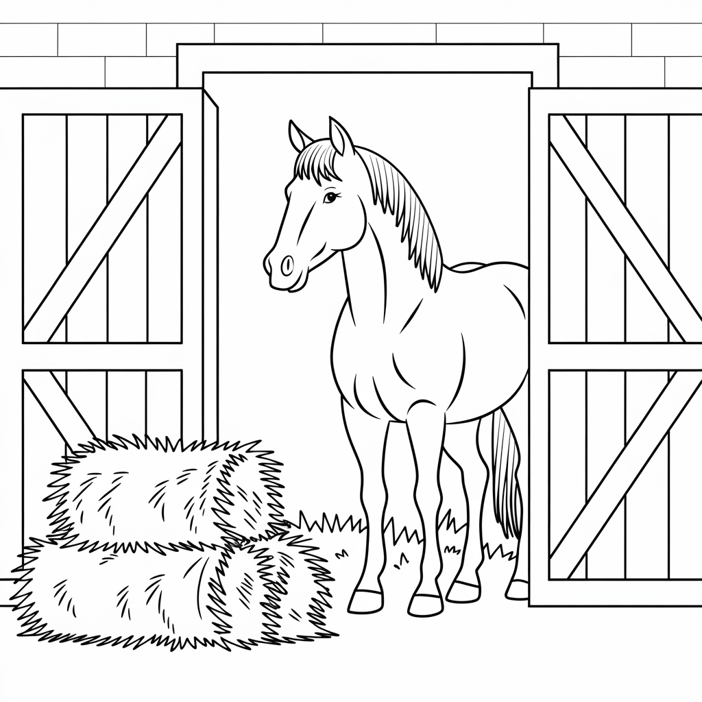 Barn Horse Coloring Page