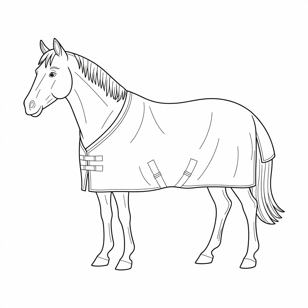 Horse with Blanket Coloring Page for Kids