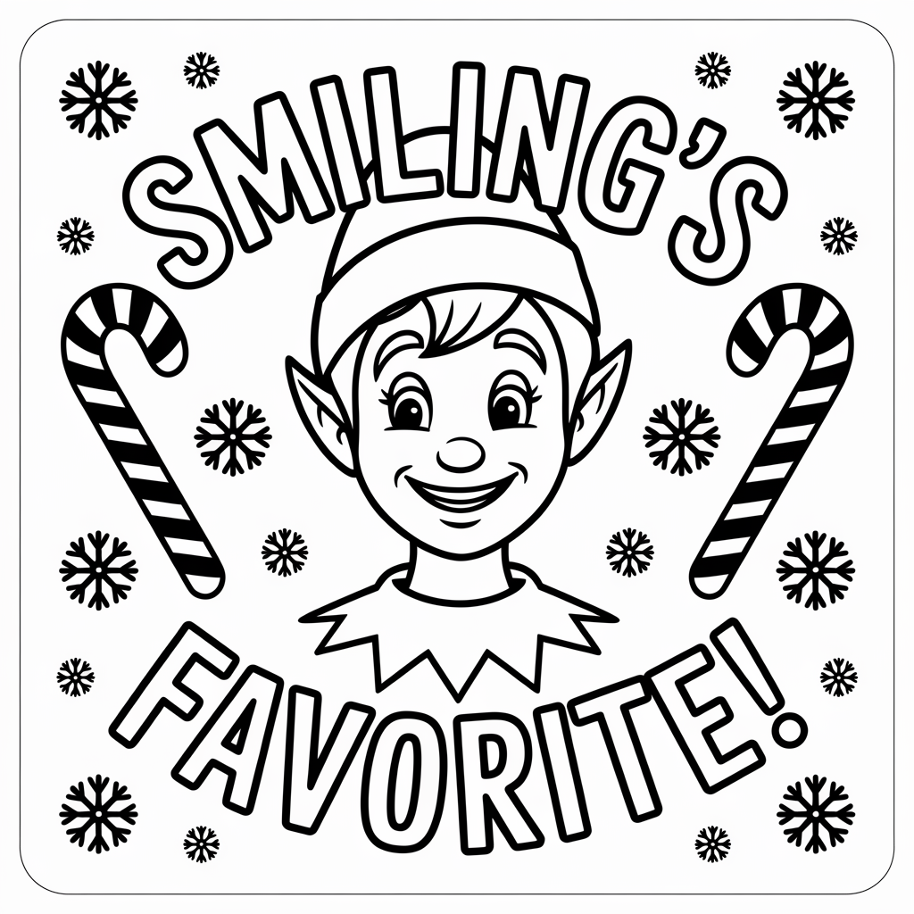 Buddy the Elf Christmas Card Coloring Page with Fun Quote