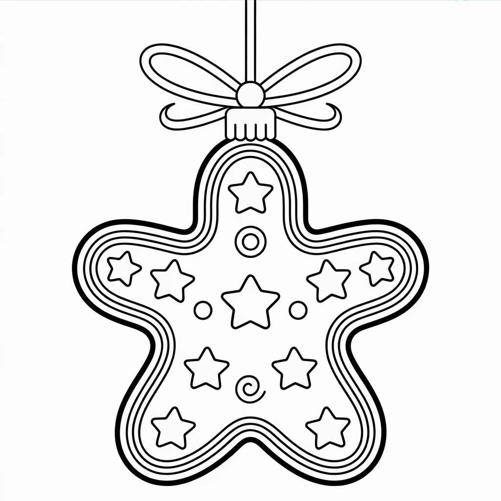 Gingerbread Cookie Christmas Ornament Coloring Page for Kids
