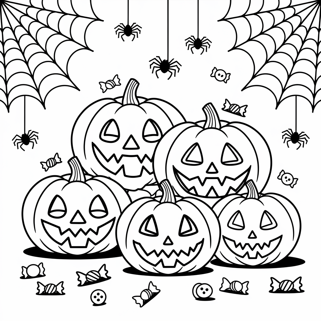 Cute and Scary Halloween Pumpkin Coloring Pages for Spooky Fun