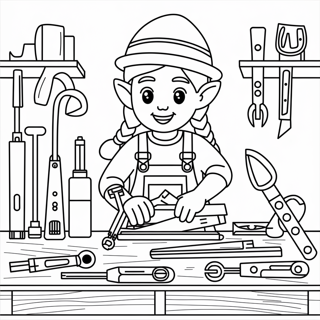 Elf Building Toys at a Workbench