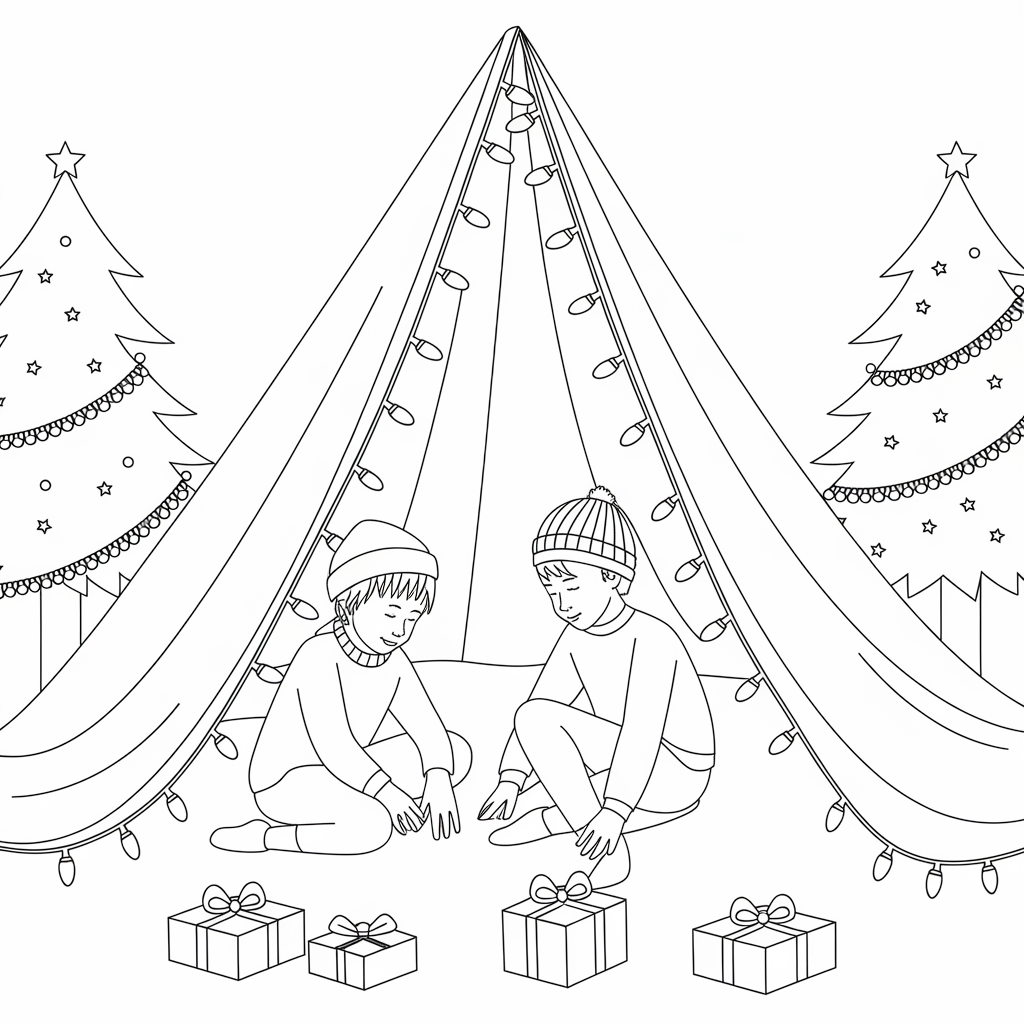 Kids Building Blanket Fort 