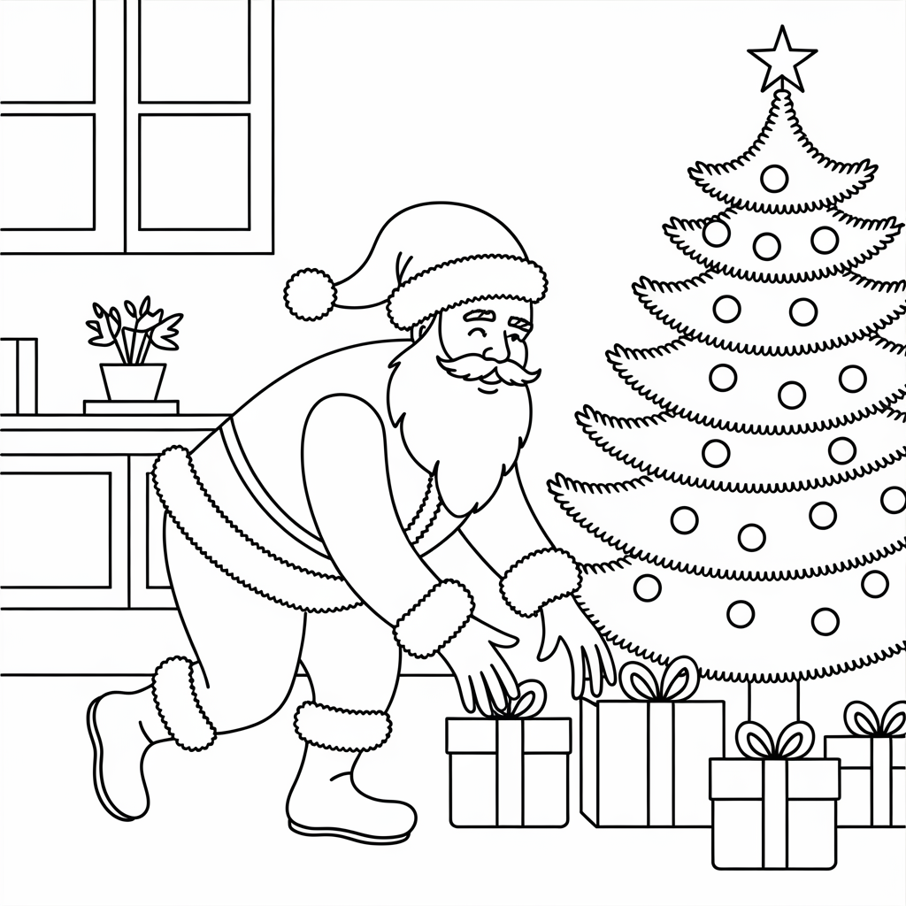 Santa Placing Gifts Under the Tree