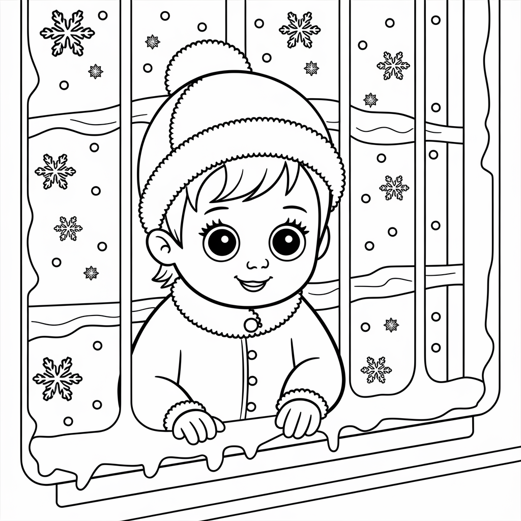 Child Looking Out Frosty Window