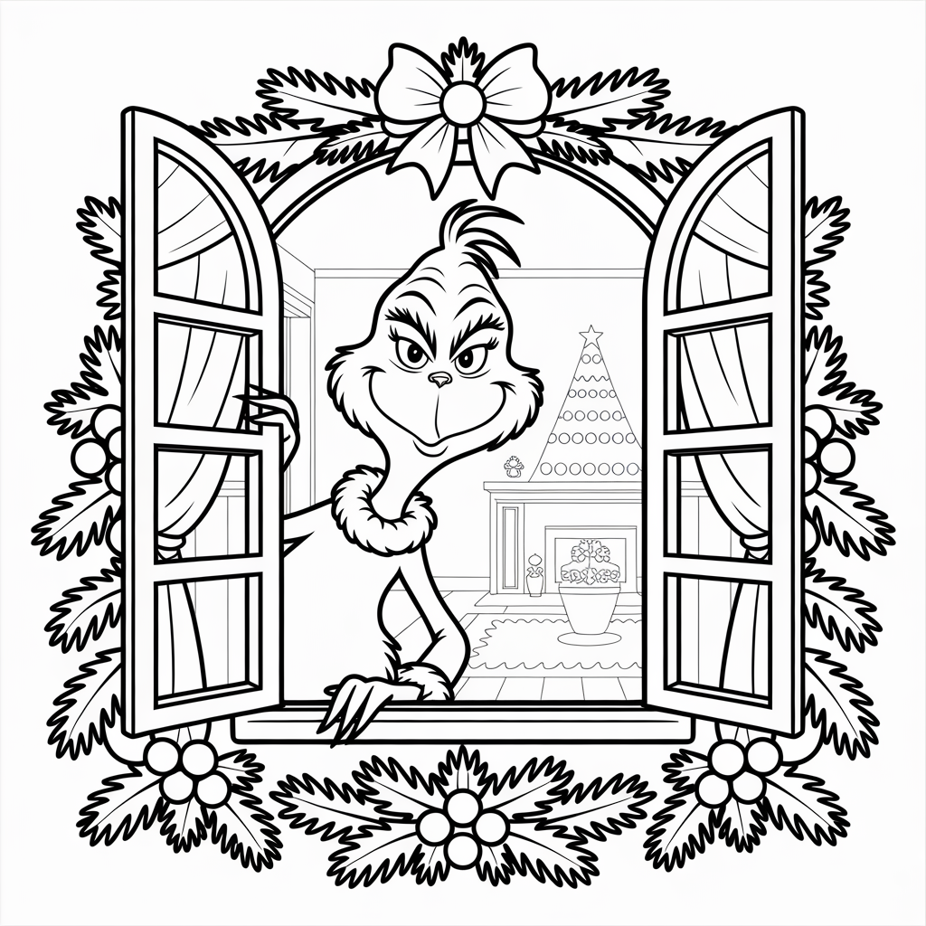 Grinch Peeking Through Window