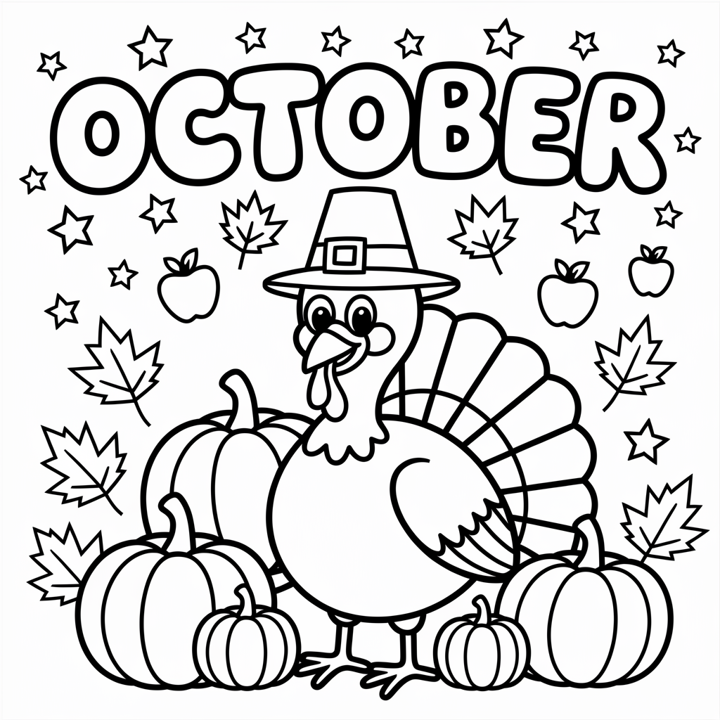 Happy Turkey in the Pumpkin Patch 