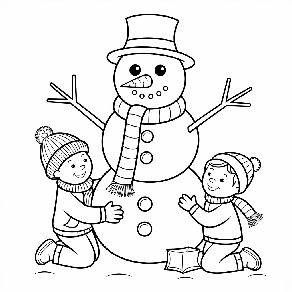 Kids Building a Snowman 