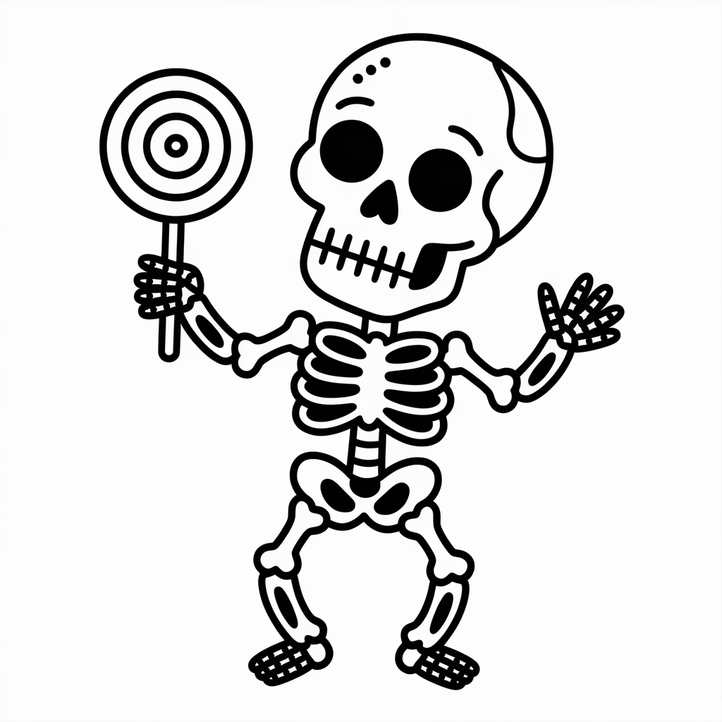 Happy Skeleton Dancing with Lollipop