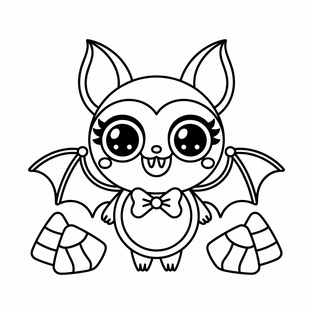 Kawaii Vampire Bat Holding Candy Corn