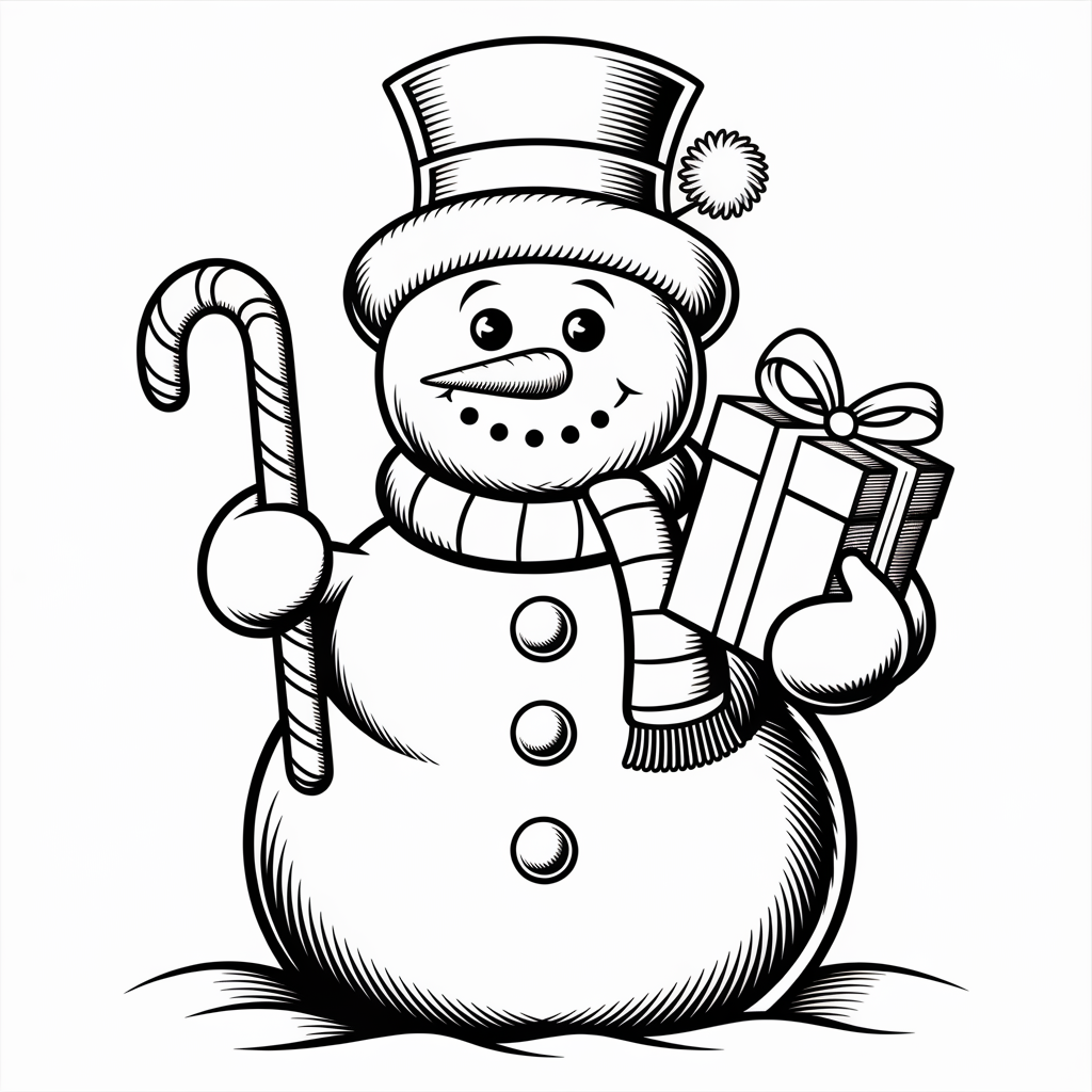 Snowman Holding gift 