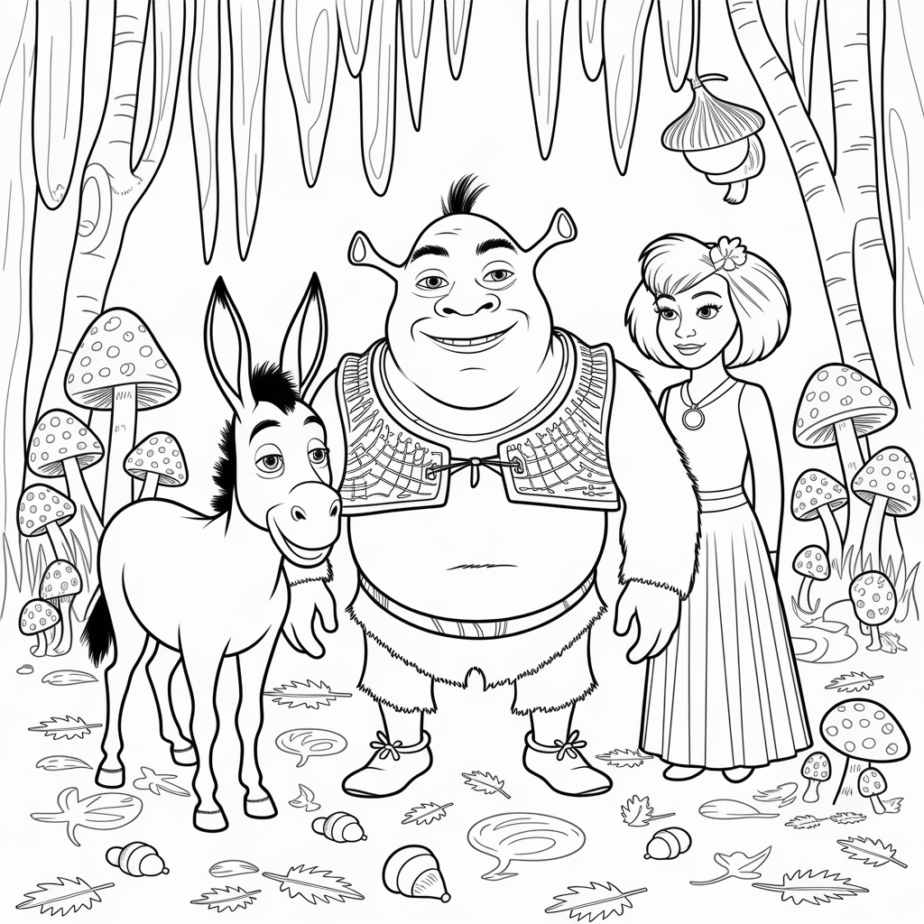 Shrek Autumn Swamp September Coloring Sheets for Kids