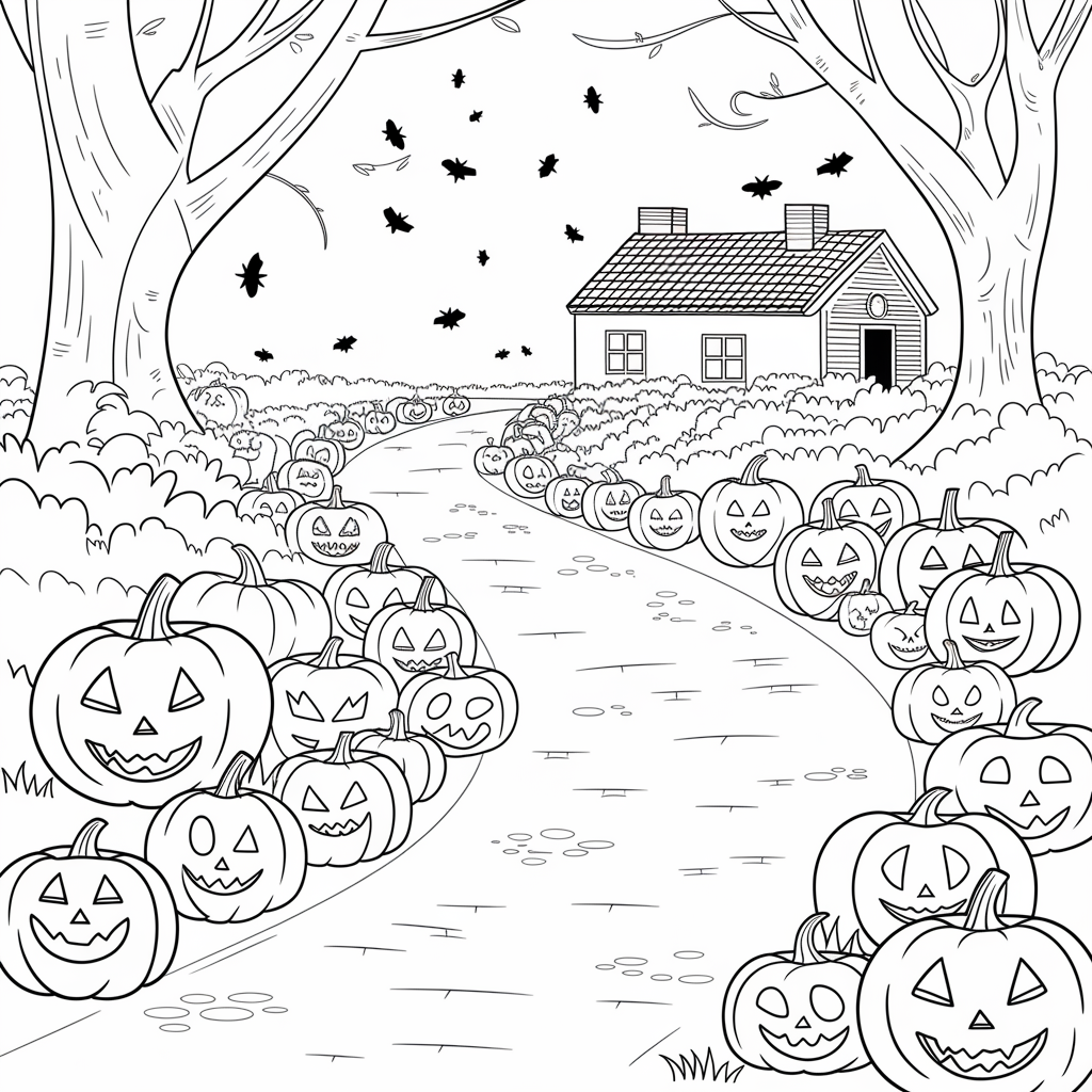 Jack-o-Lantern Path Coloring Page