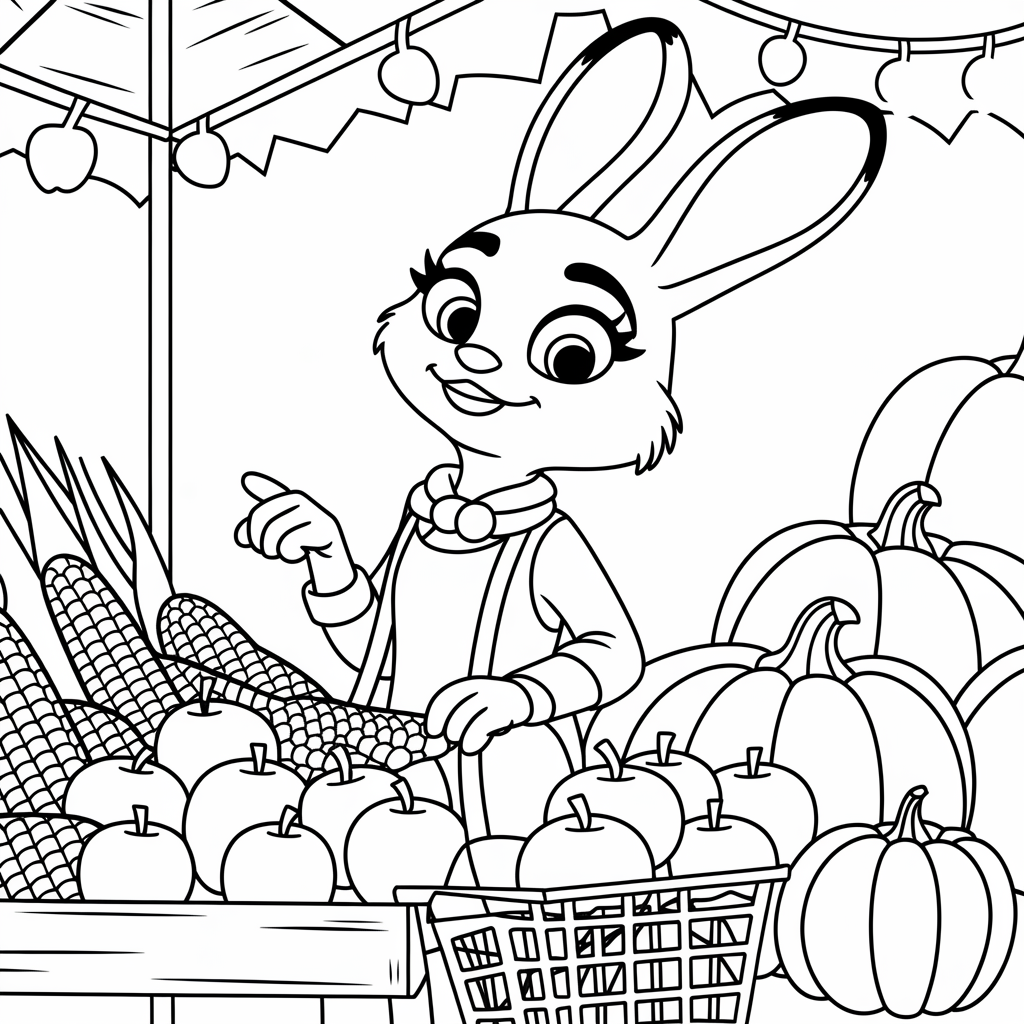 Zootopia Harvest Market September Coloring Pages to Download Free