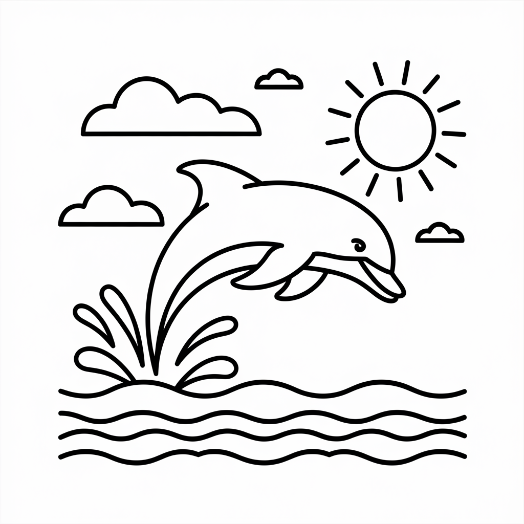 Jumping Dolphin Coloring Pages