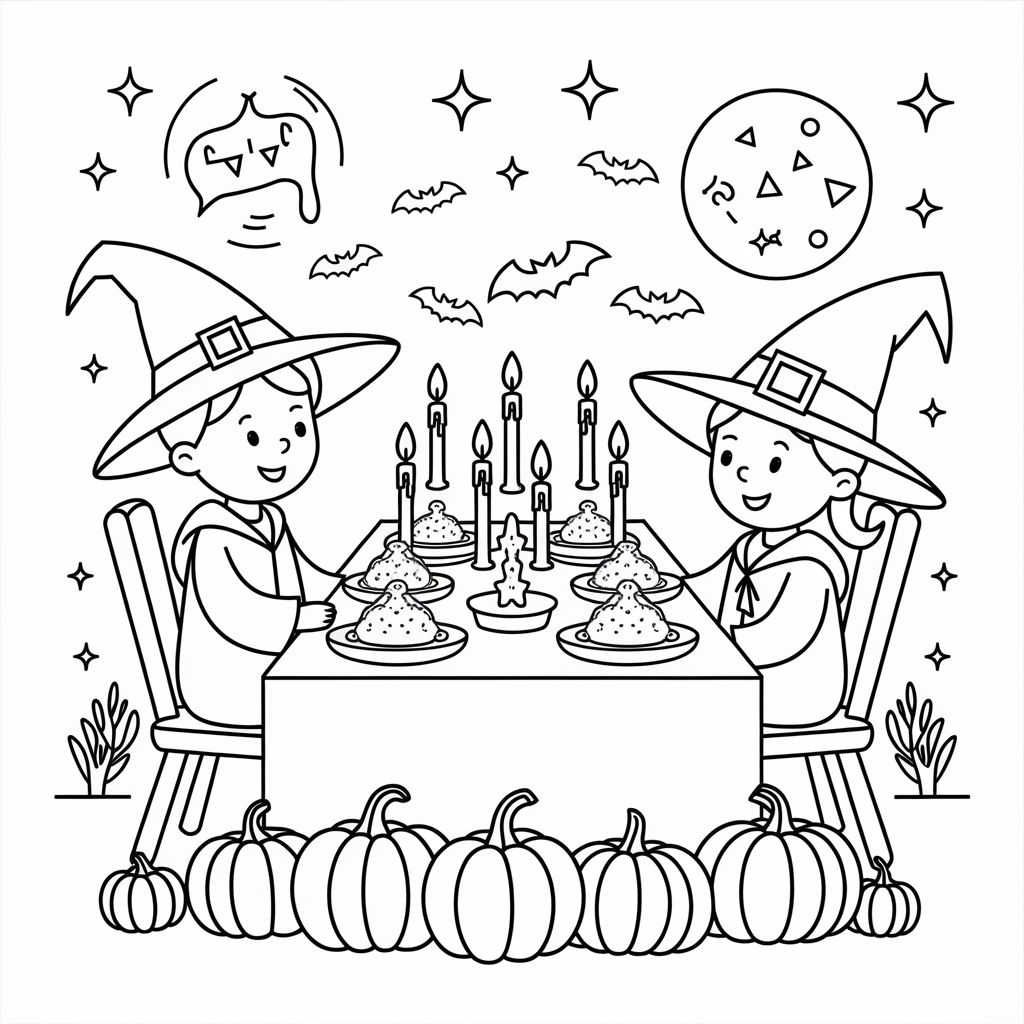 Harry Potter Feast Halloween Coloring Page for Kids