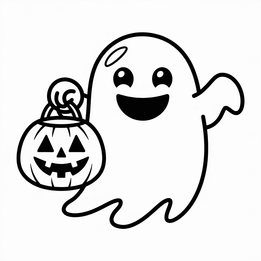 Friendly Ghost with Trick-or-Treat Bag