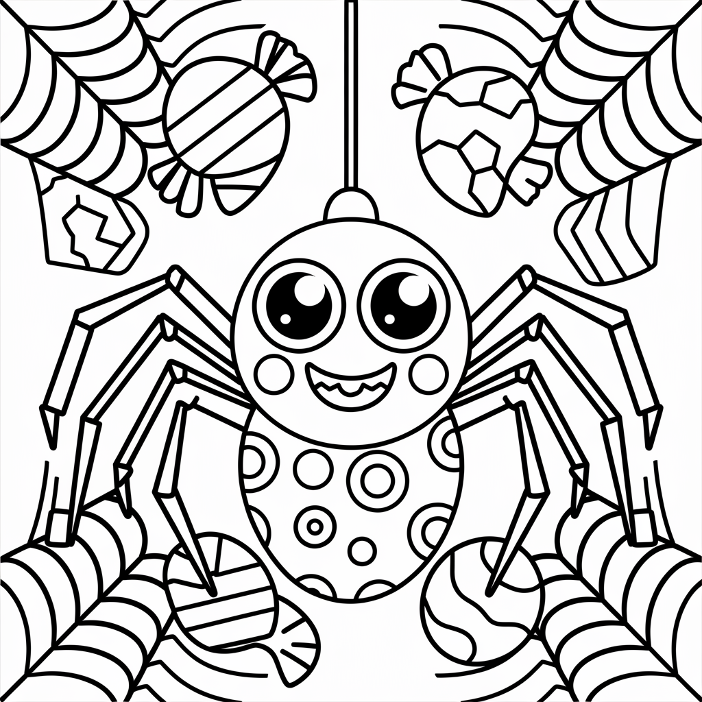 Friendly Spider Hanging on Candy Web