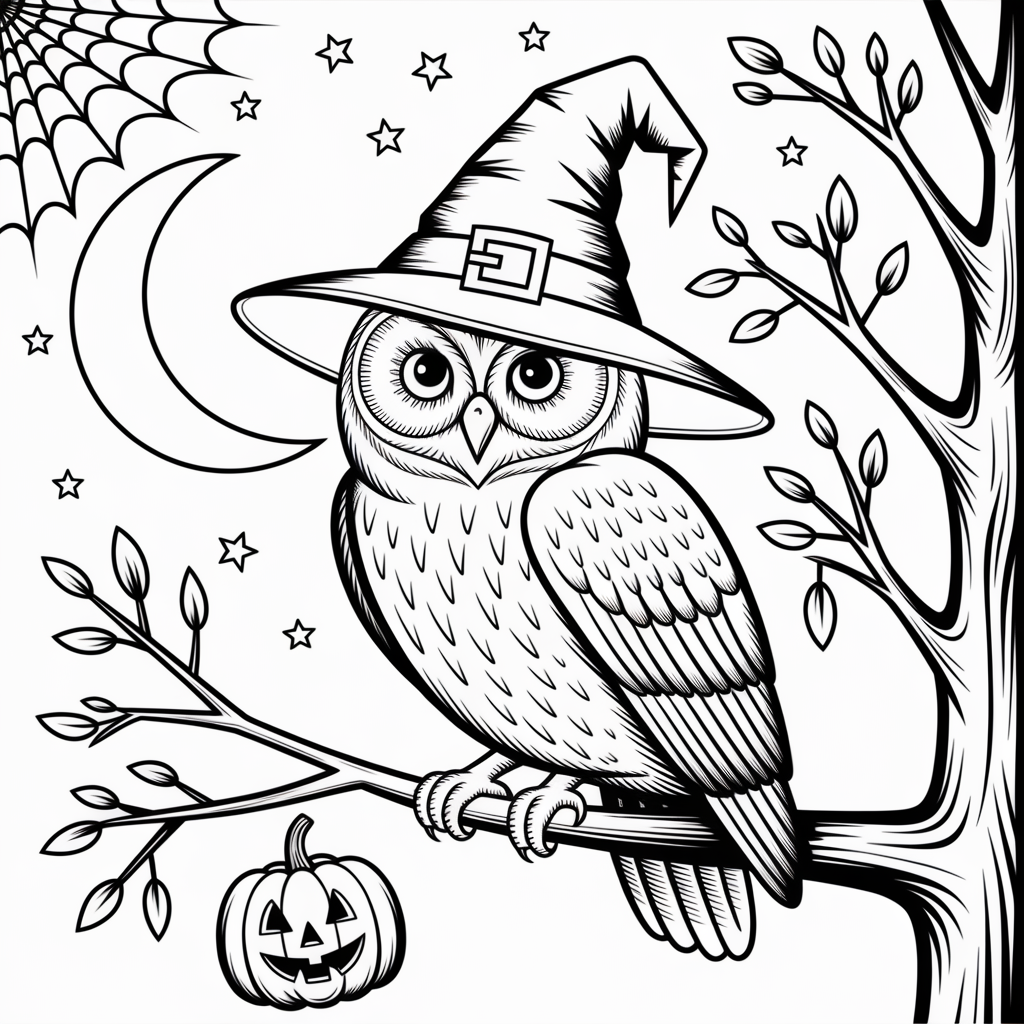 Owl with Witch Hat