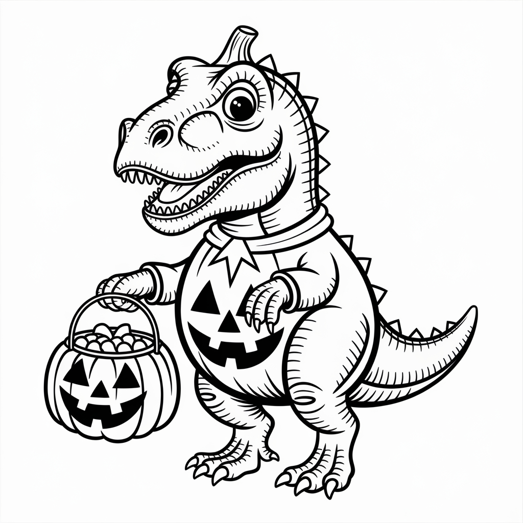 Dinosaur in Pumpkin Costume