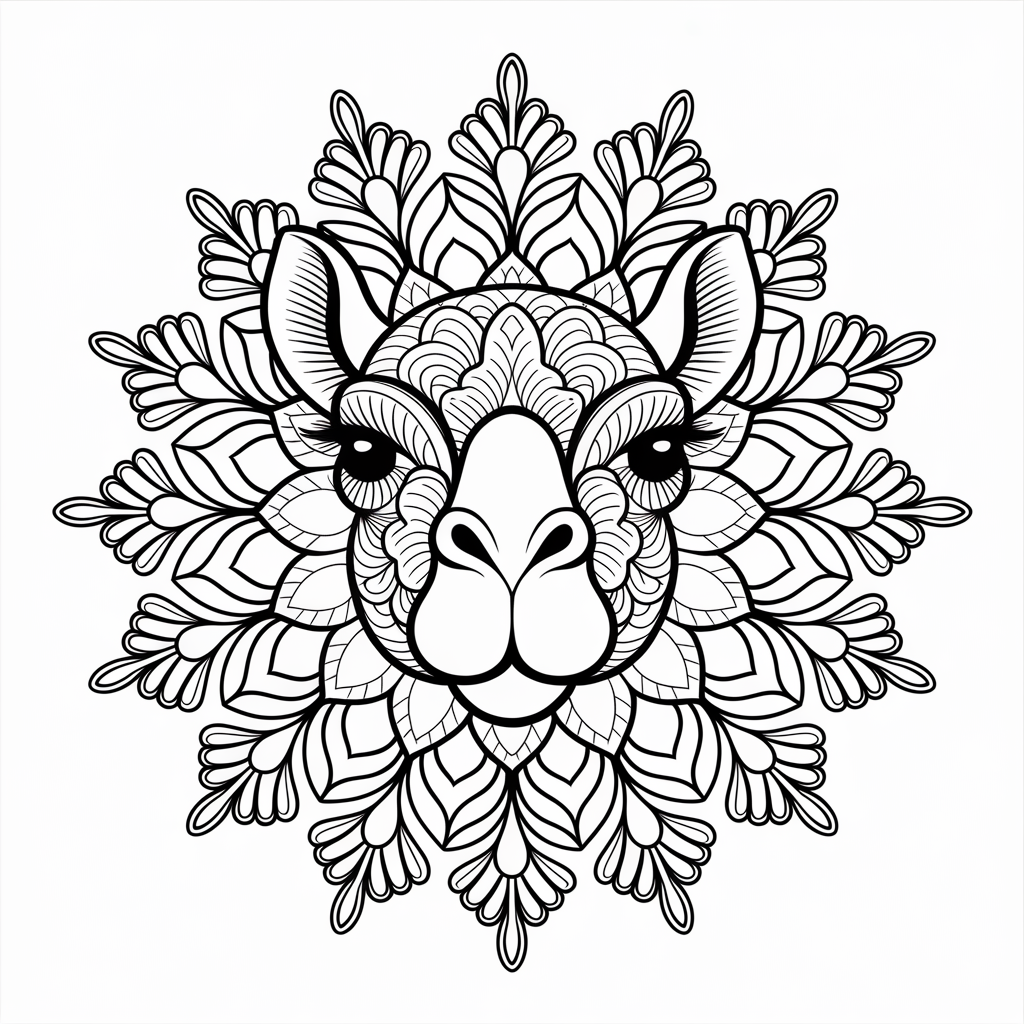 Mandala Camel Head Coloring Pages