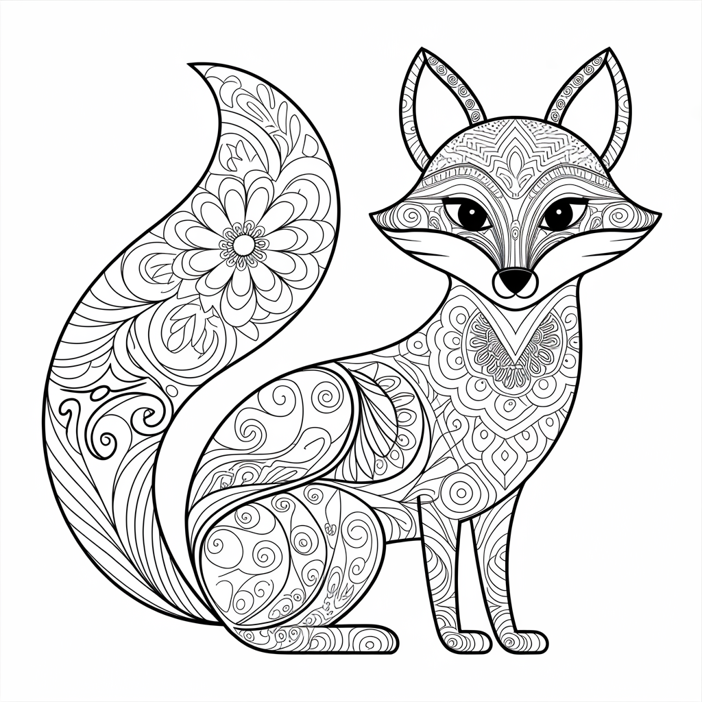Mandala Fox Coloring Pages 