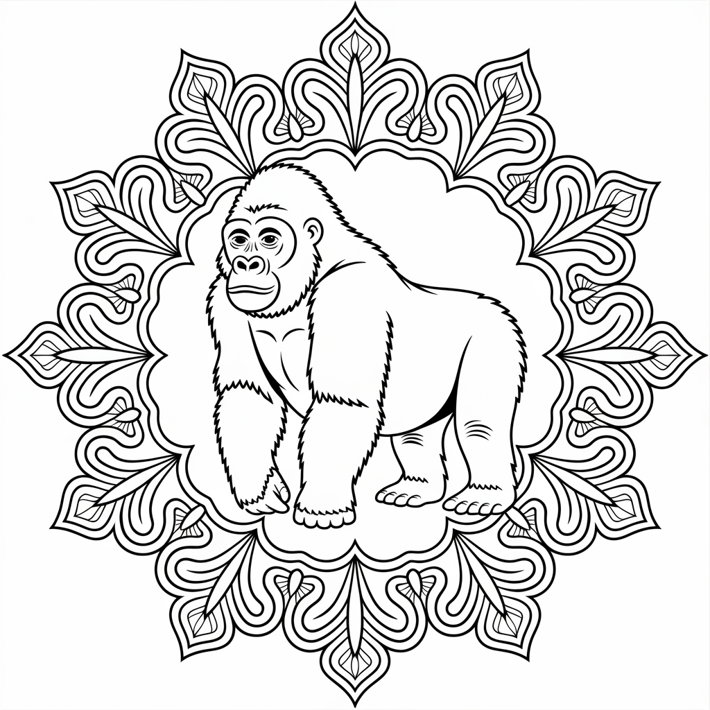 Mandala Gorilla Coloring Pages
