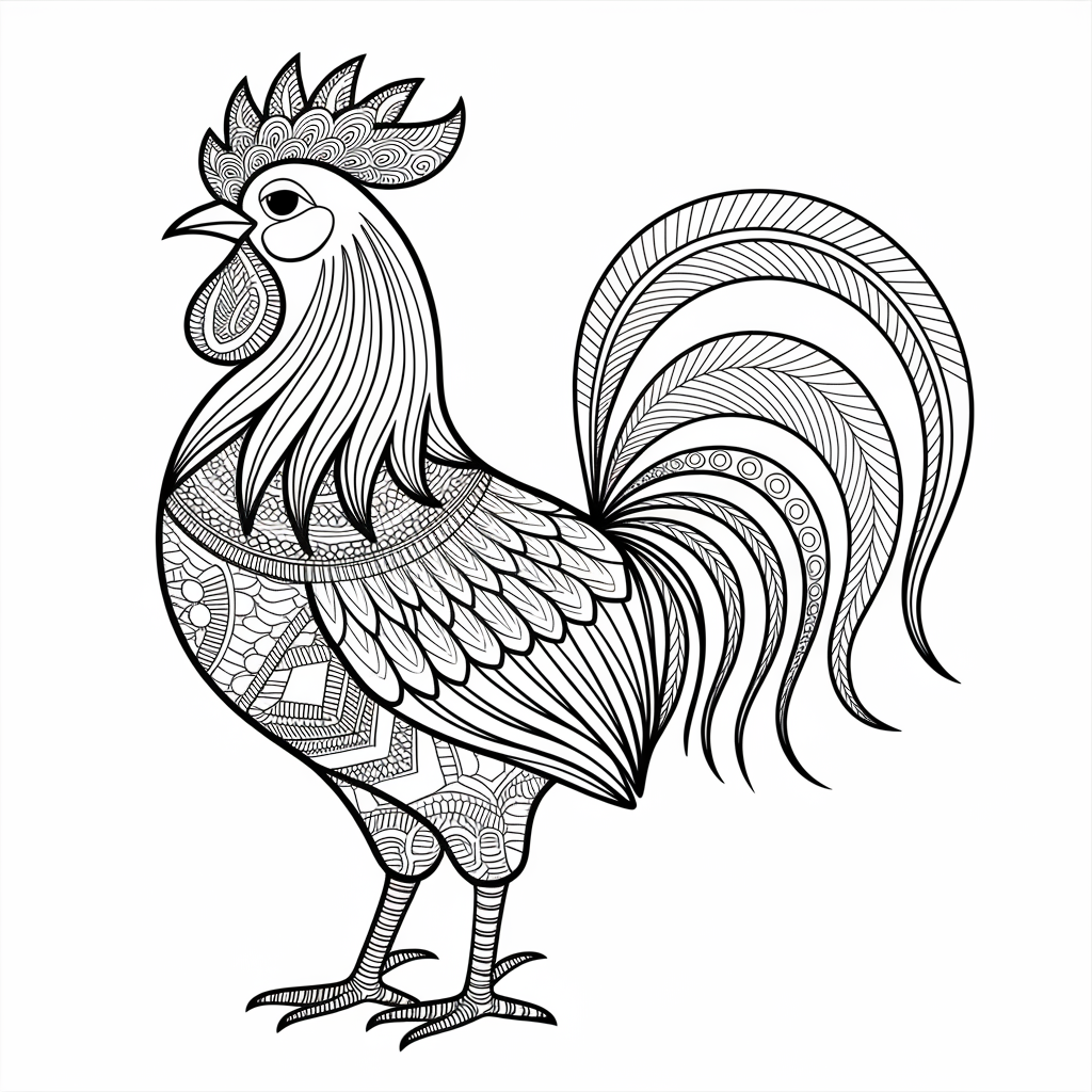 Mandala Rooster Coloring Pages