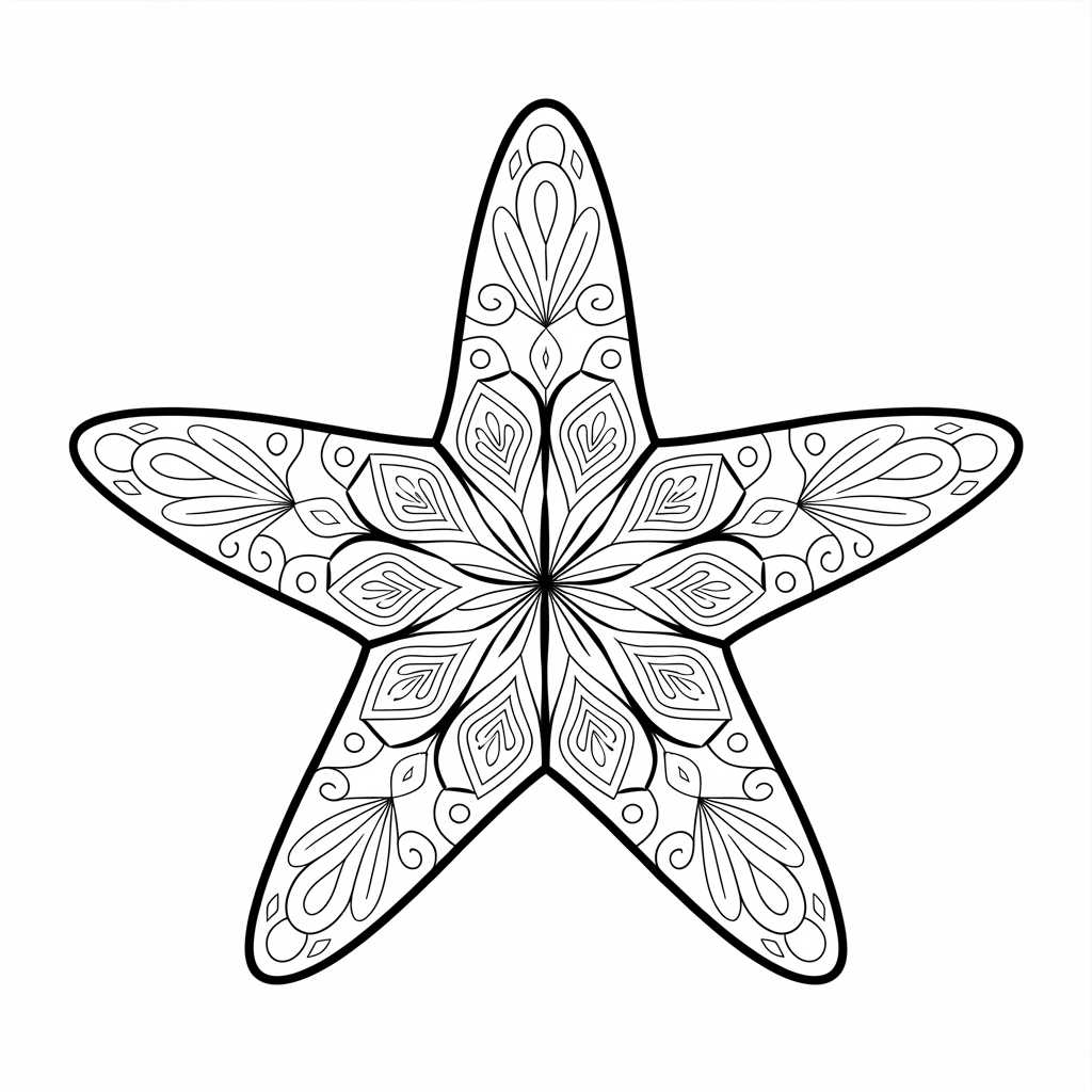 Mandala Starfish Coloring Page 